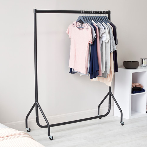 Black Heavy-Duty Clothes Rail for the Bedroom
