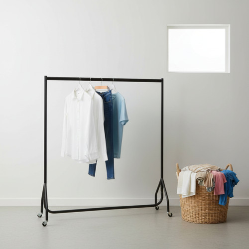 Black Heavy-Duty Clothes Rail for the Utility Room