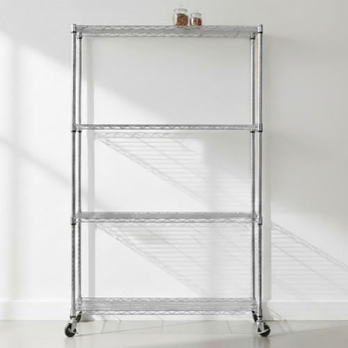 Klassiek Chrome Wire Shelving Unit with Heavy-Duty Wheels - 4 Shelves for the Kitchen - H1875 x W900 x D450 mm