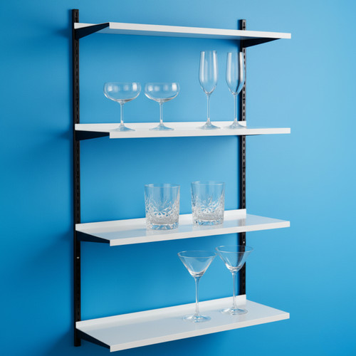 Black & White Adjustable Steel Shelving Kit - 4 Steel Shelves for the Kitchen - W1000mm