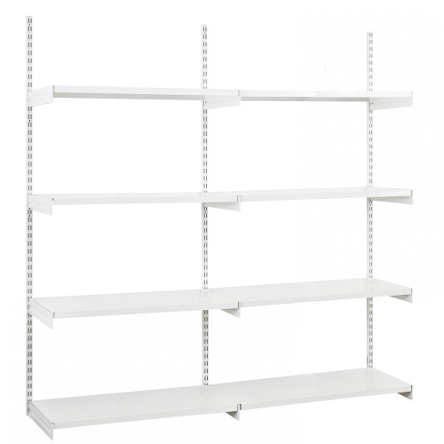 White Steel Adjustable Shelving - 8 Shelves with Continuous Brackets for the Utility Room - H1980mm x W2000mm