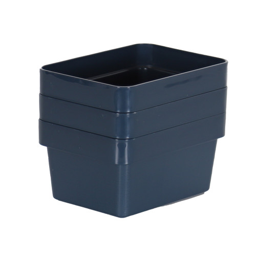 3 x Blue Linen Texture Small Utility Basket H80 x W160 x D120 mm