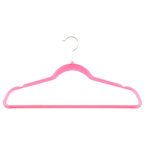 Pink Plastic Hanger with Trouser Bar and Shoulder Notches for the Bedroom