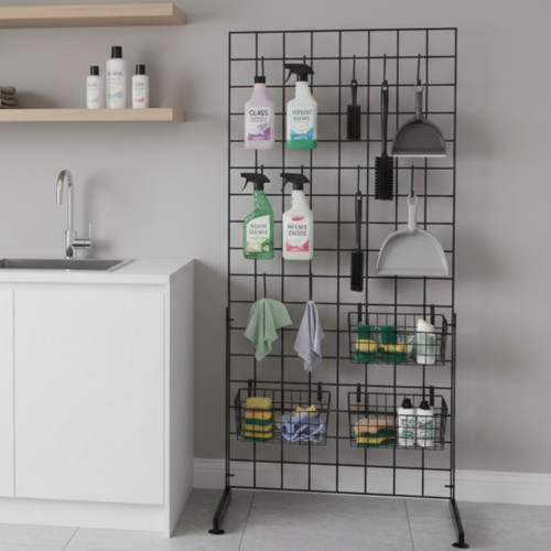 Black 4 ft Freestanding Grid Mesh for the Utility Room