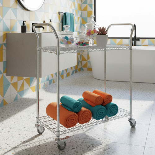 Klassiek Chrome Wire Shelf Trolley for the Bathroom