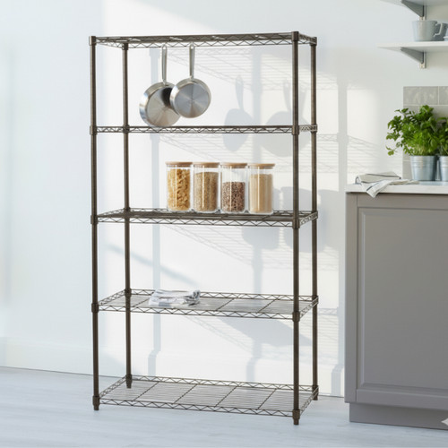 Klassiek Carbon Grey Wire Shelving Unit - 5 Shelves for the Kitchen