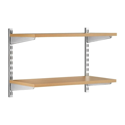 Chrome & Oak Adjustable Shelving - 2 Wooden Shelves for the Utility Room