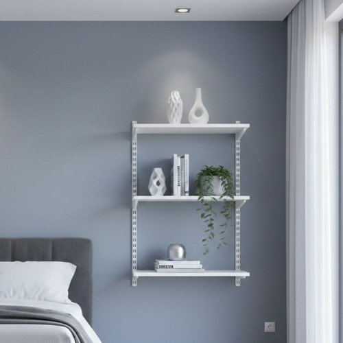 White Adjustable Shelving - 3 Wooden Shelves for the Bedroom