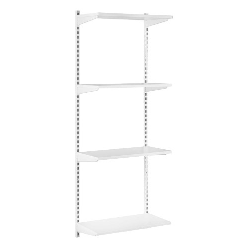 White Adjustable Shelving - 4 Wooden Shelves for the Bedroom