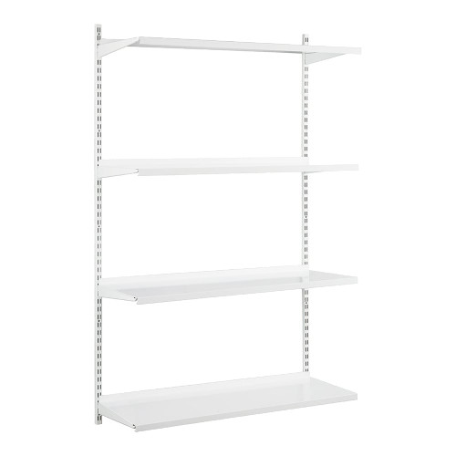 White Adjustable Steel Shelving - 4 Steel Shelves for the Bedroom