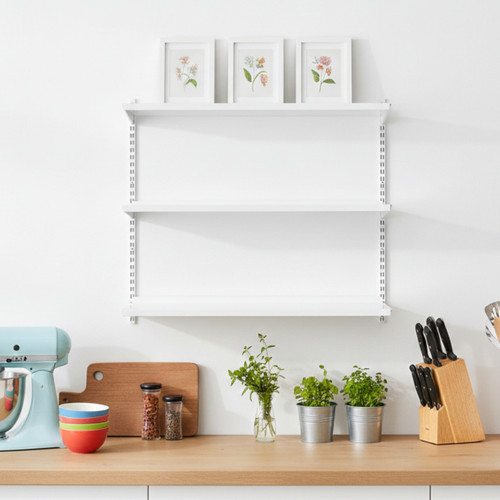 White Adjustable Steel Shelving - 3 x Steel Shelves for the Kitchen