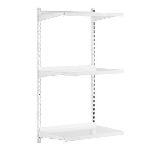 White Adjustable Steel Shelving Kit - 3 Steel Shelves for the Bedroom