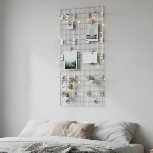 5 ft Wall-Mounted Grid Mesh with Hooks for the Bedroom