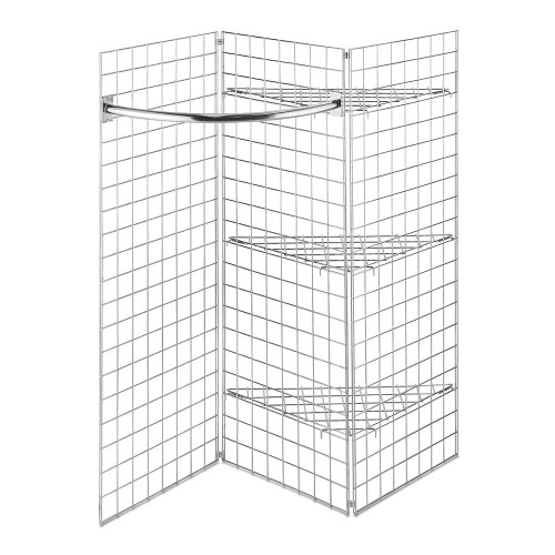 5 ft Freestanding Grid Mesh Shelving with Hanging Rail for the Utility Room