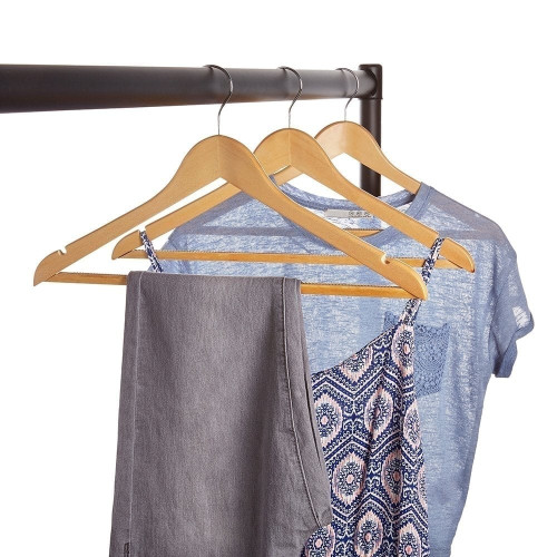 Oypla Pack of 10 Wooden Clothes Coat Suit Hangers with Trouser Bar | DIY at  B&Q