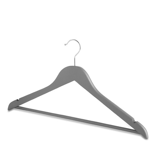 Matt Grey Wooden Hanger with Trouser Bar and Shoulder Notches for the Bedroom