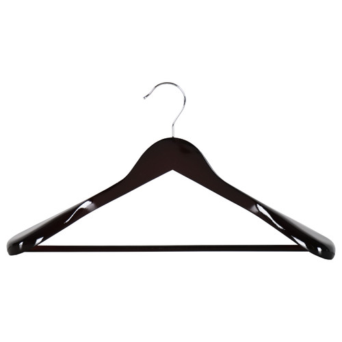 Dark Wood Finish Hanger with Trouser Bar and Shoulder Notches for the Utility Room