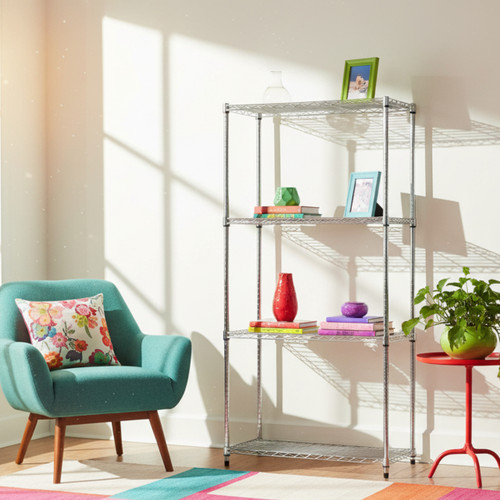 4 Shelf Narrow Wire Shelving  for the Living Room