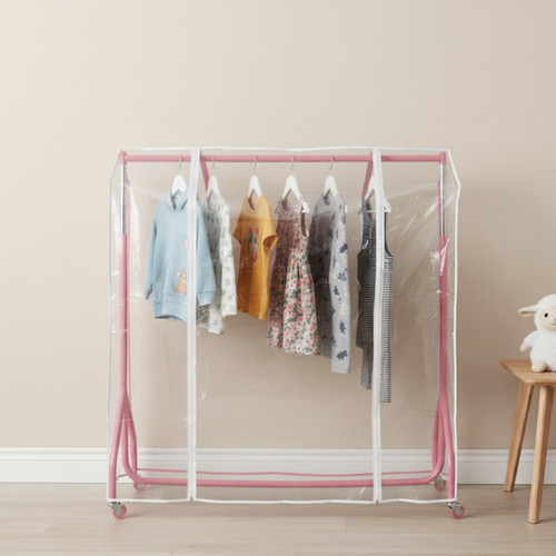 Pink Heavy-Duty Junior/Kids Clothes Rail with Cover for the Bedroom