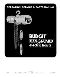Budgit Electric BEHC Manual Original