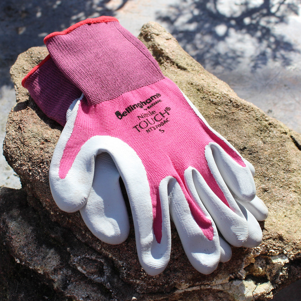 a pair of gloves with a label