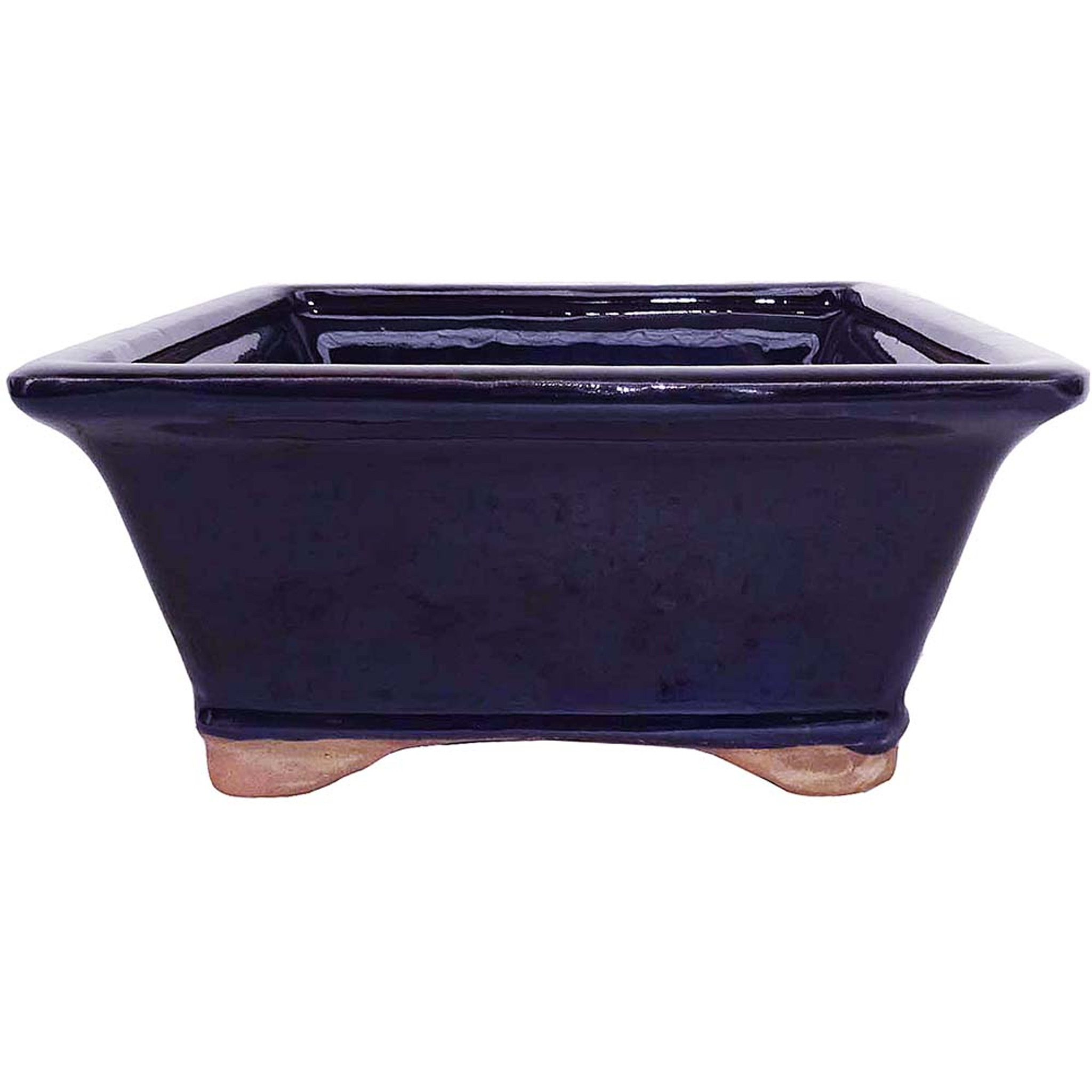 Brussel's 10 Rectangle Bonsai Glazed Ceramic Pot (Large, Dark Navy)