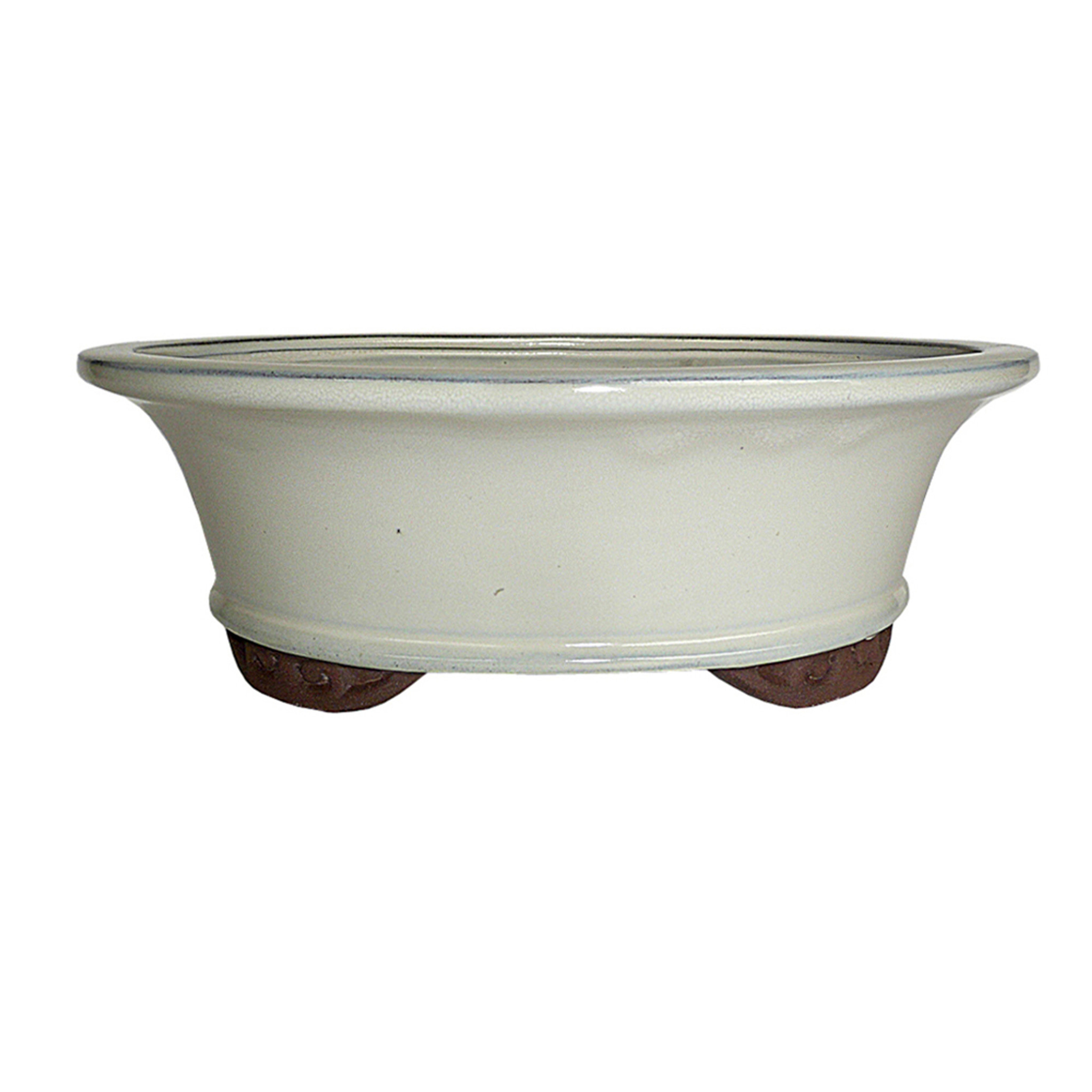 Brussel's Bonsai Large New Cream Oval Pot, New Cream Glazed Finish