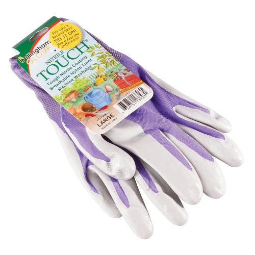 a pair of purple and white gloves