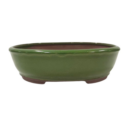Large Serpent Green Oval Pot - CGO3-10STG - Brussel's Bonsai
