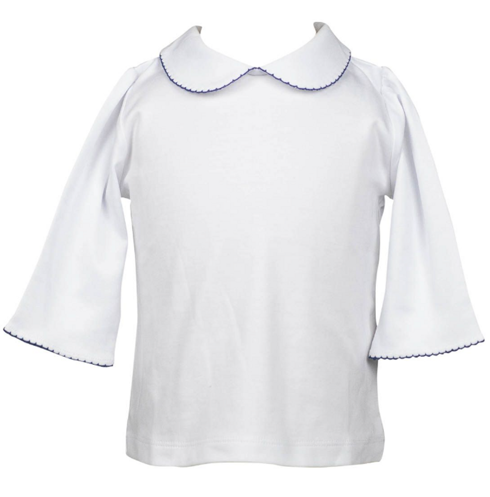 3/4 Sleeve Shirt with Navy Trim