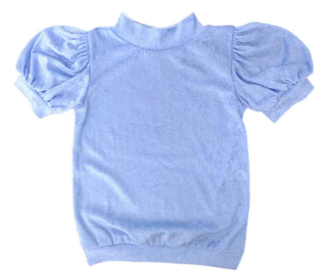 Short Sleeve Velvet Top - Blue