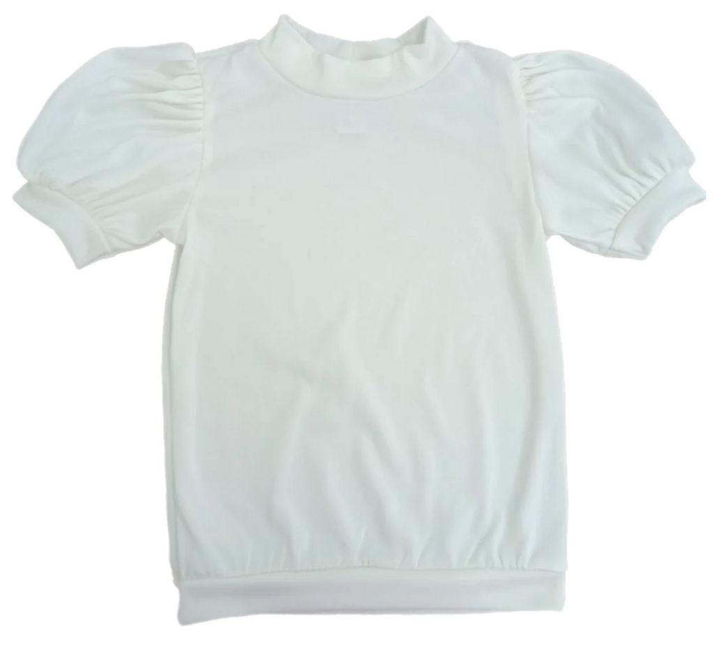 Short Sleeve Velvet Top - White