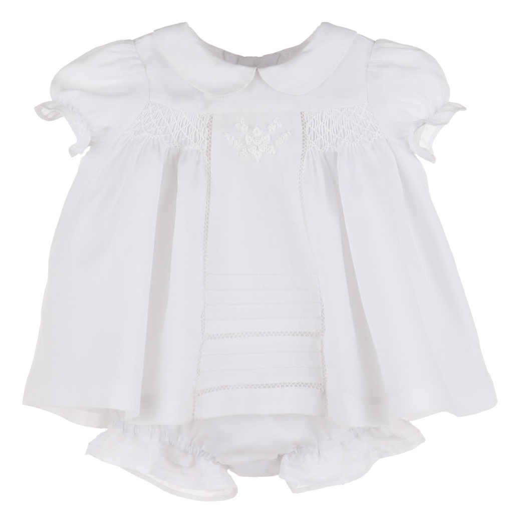 Boho Smock Dress, Bloomer & Bonnet Set