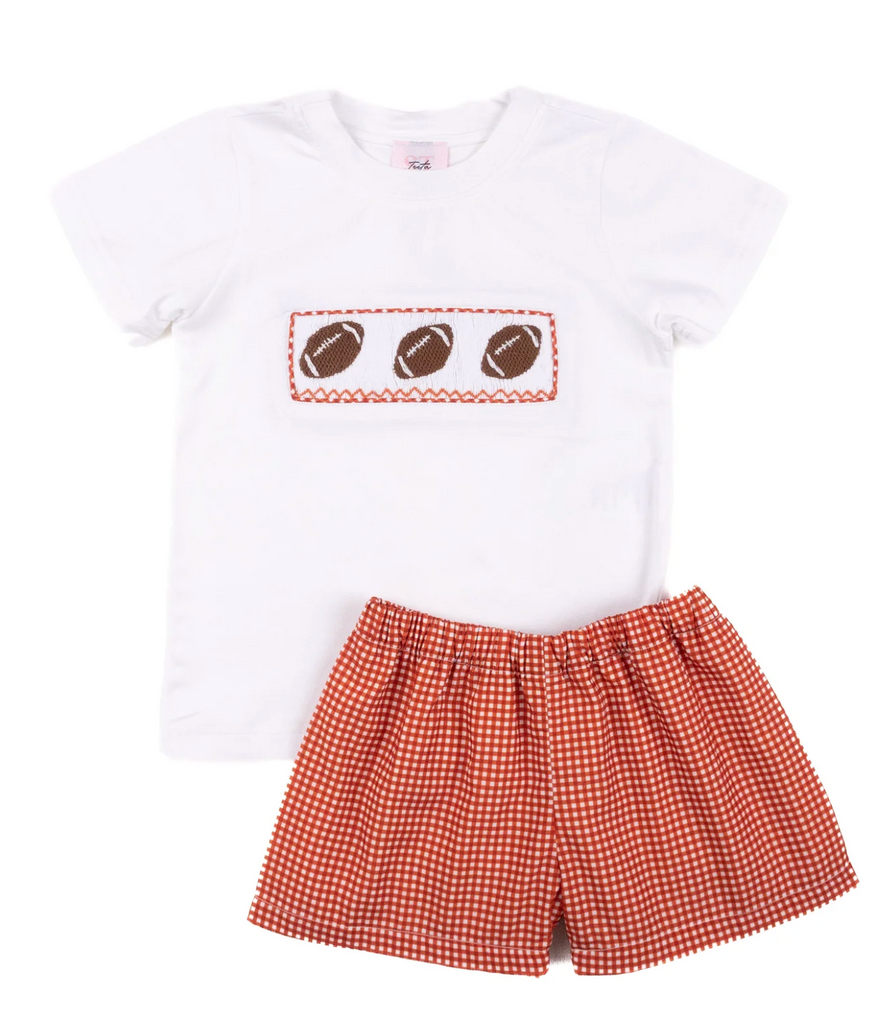 Orange Gingham Football Wyatt Short Set