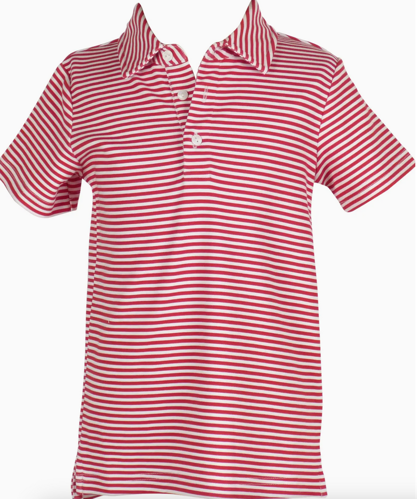 Red and White Stripe Polo