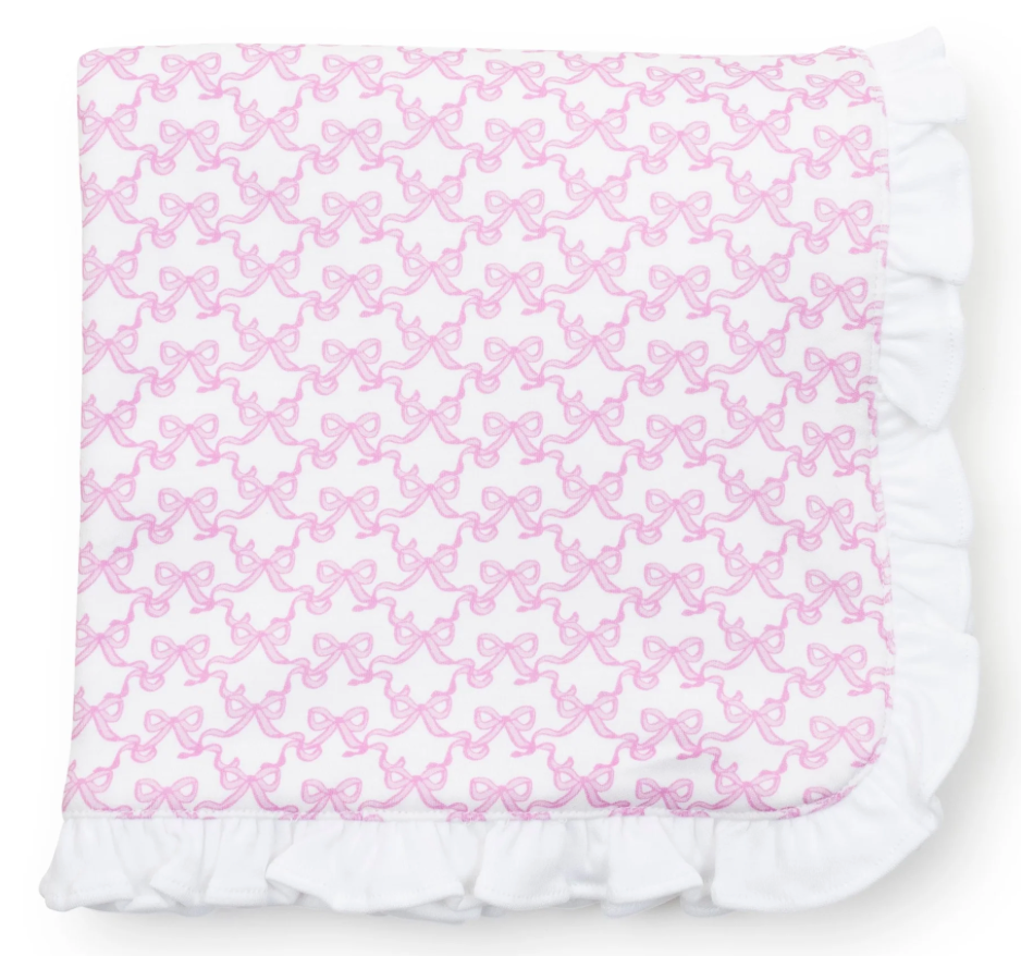 Ruffled Girls Blanket - Pretty Pink Bows