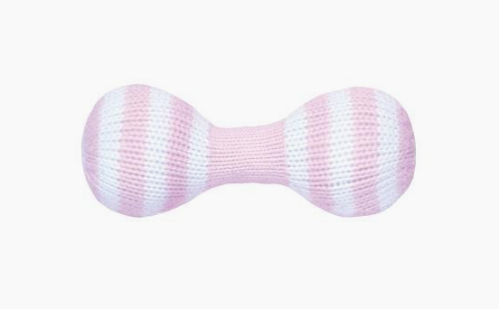 Dumbbell Knit Rattle - Pink