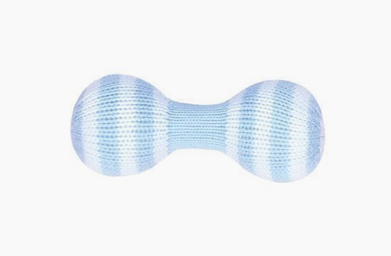 Dumbbell Knit Rattle - Blue