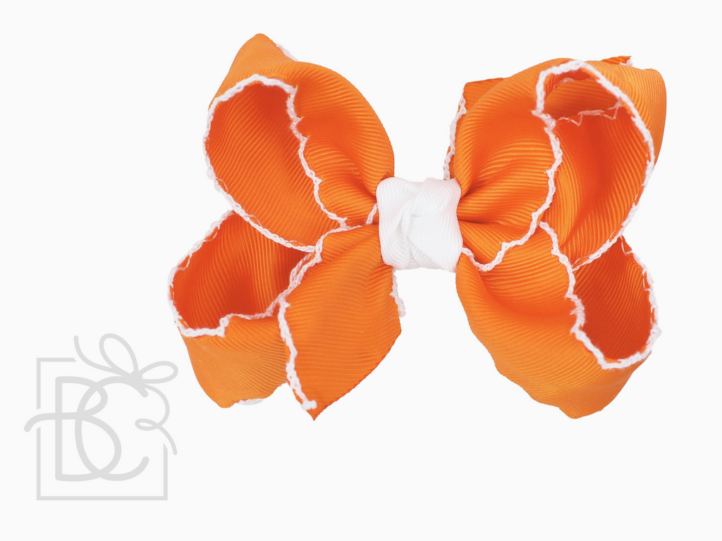Orange and White Bow - Large