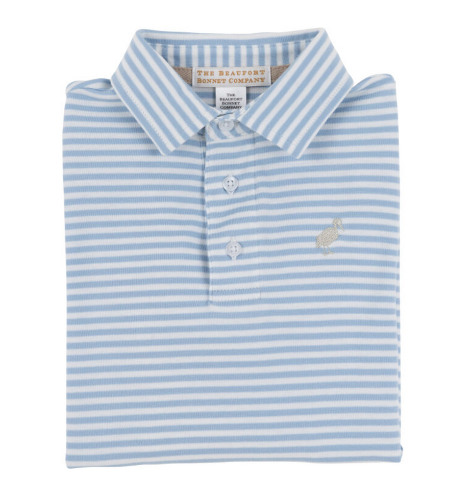 Prim and Proper Polo - LS Pima Barrington Blue Stripe