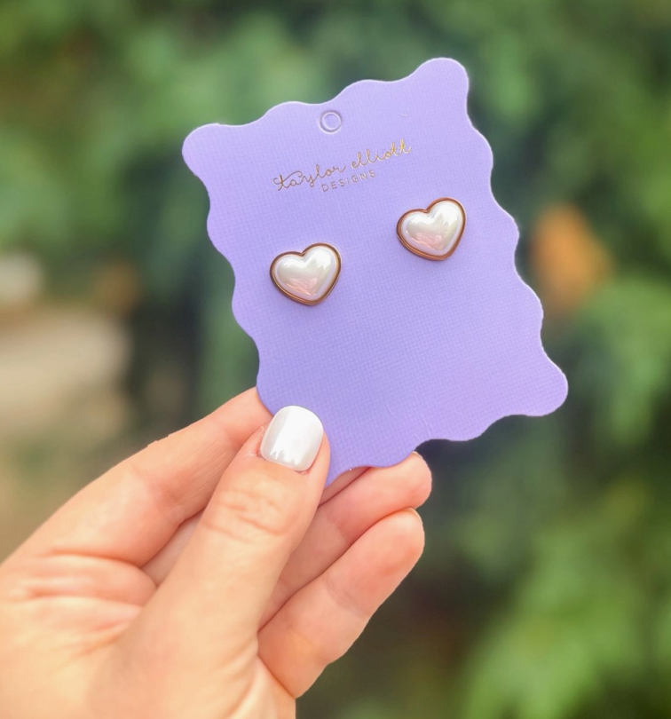 Pearl Hearts Stud Earrings