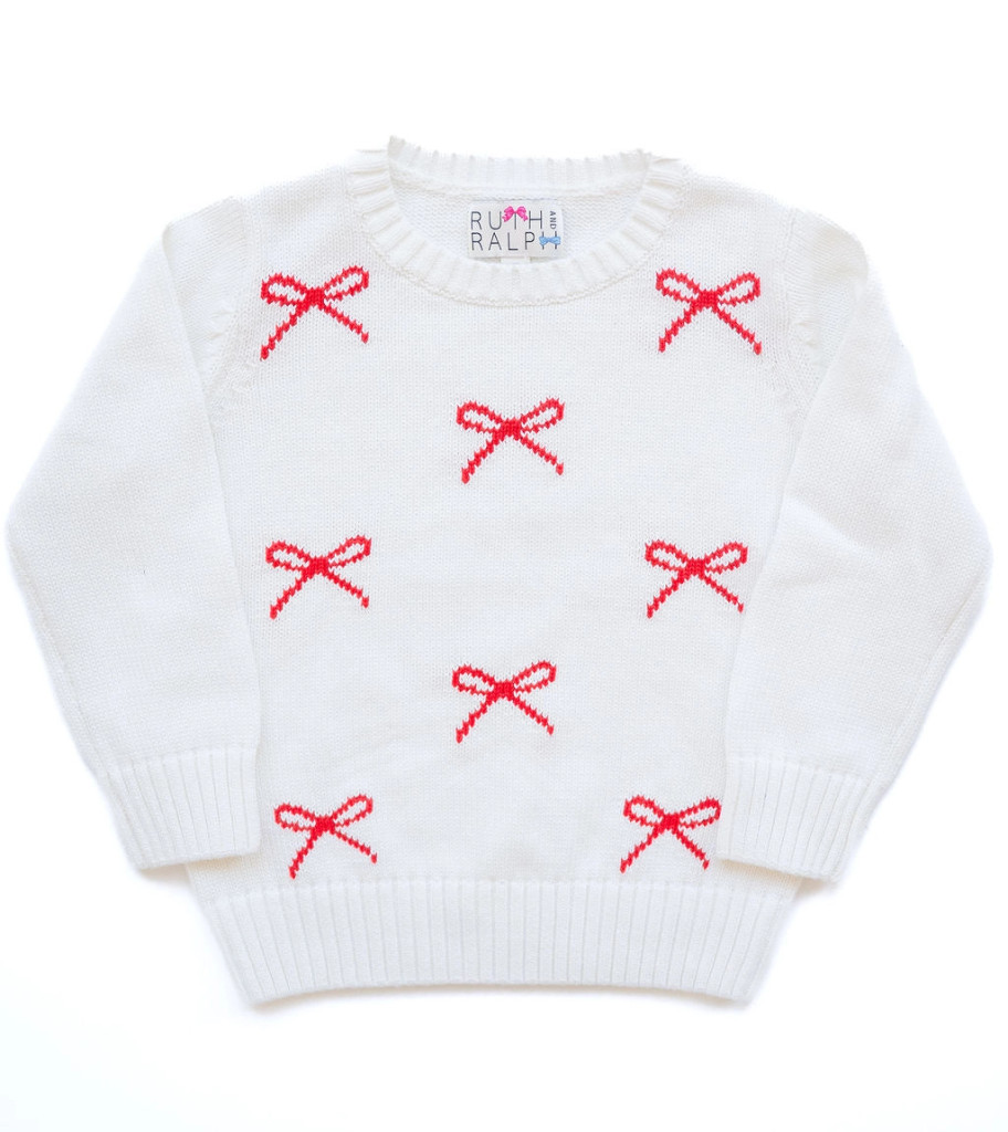 Red and White Bow Sweater