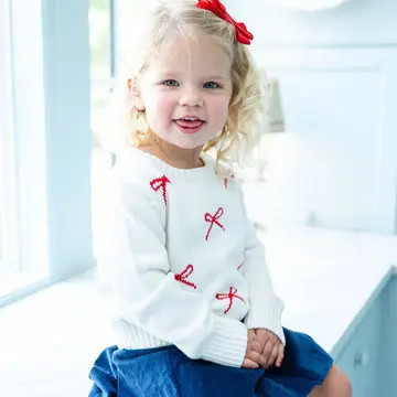 Red and White Bow Sweater