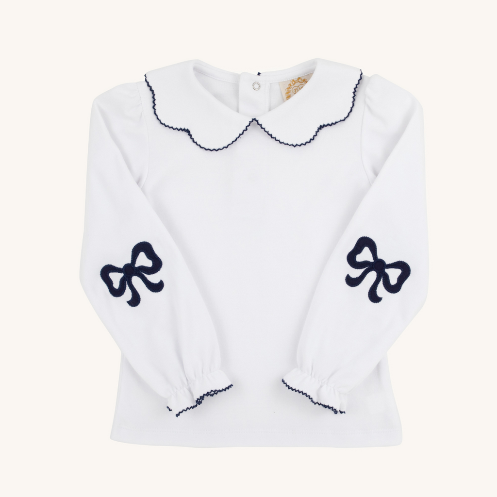 Emma's Elbow Patch Top - Worth Avenue White