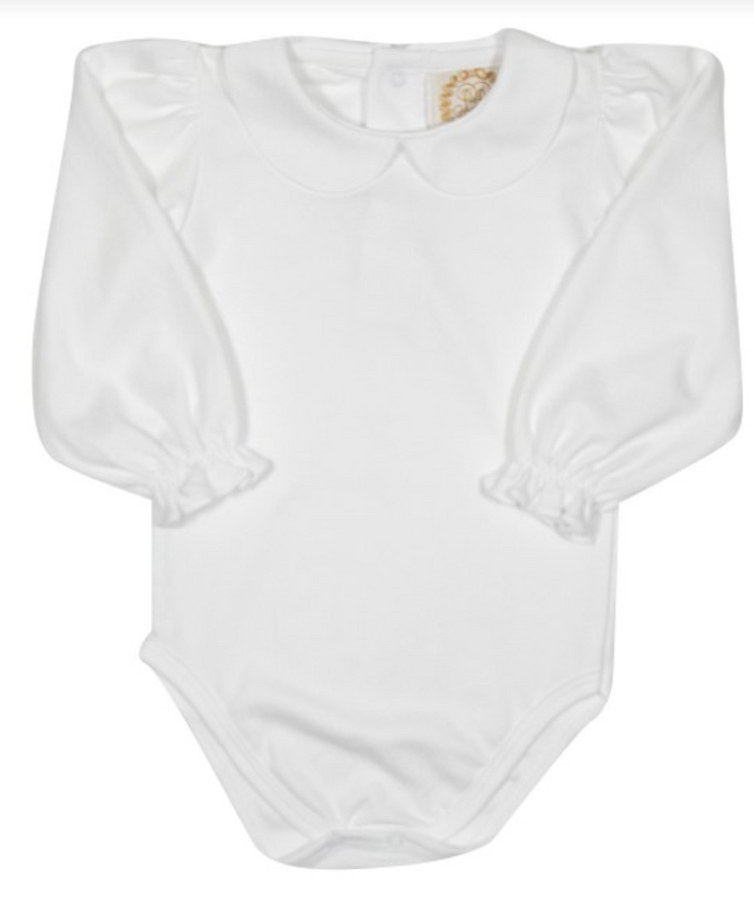 Maudes Peter Pan Pima Onesie Long Sleeve - Worth Ave White