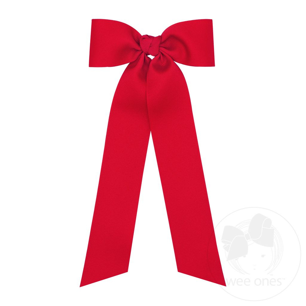 Medium Grosgrain Bow with Streamer Tails - Red