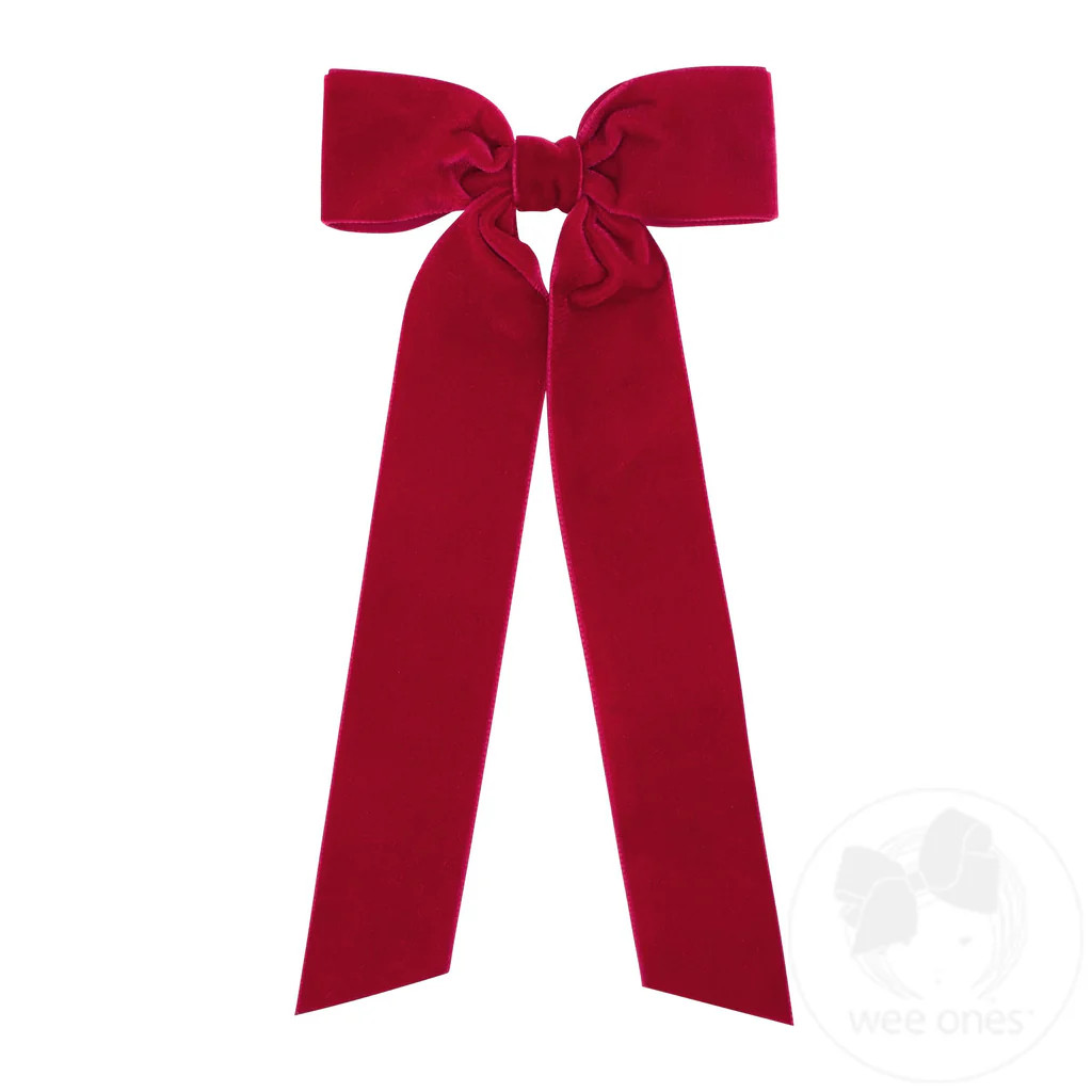 Medium Velvet Bow with Streamer Tails - Cardinal