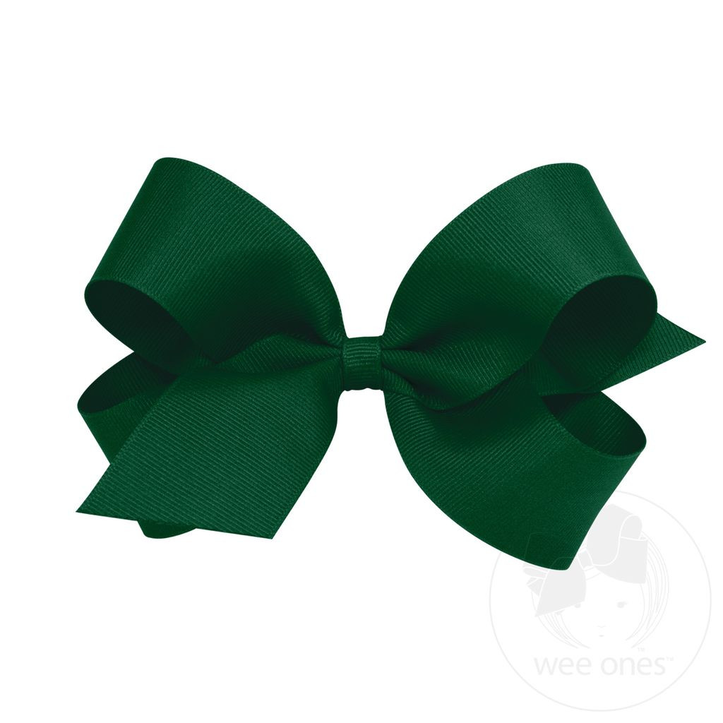 Large Classic Grosgrain Hair Bow - Forest Green