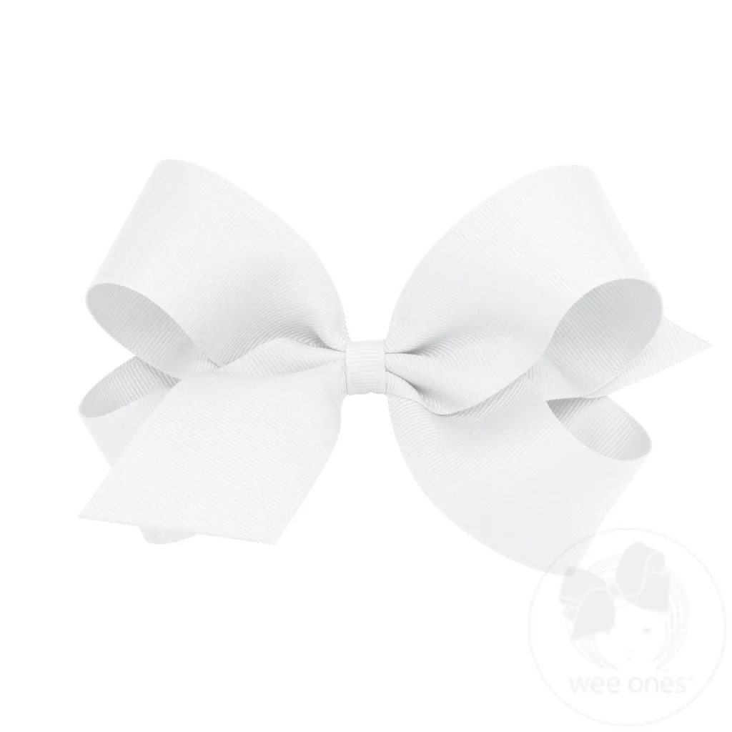 Large Classic Grosgrain Hair Bow - White