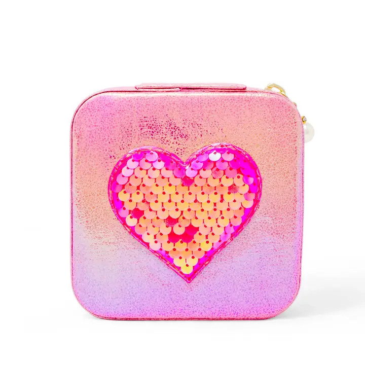 Sequin Heart Jewelry Box - Hot Pink